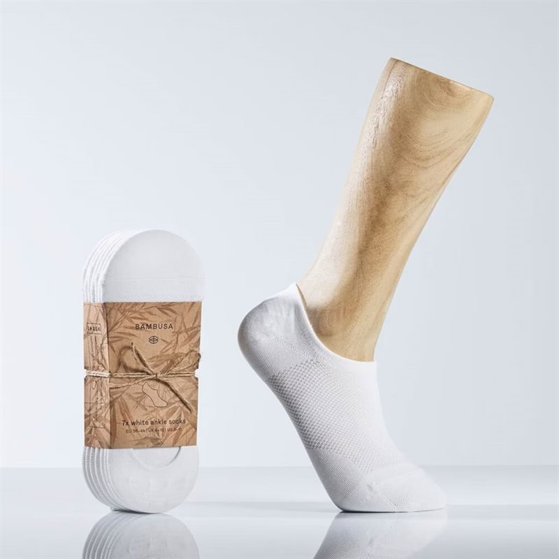 Bambusa Ankelstrumpor av bambu, vit, 7-pack