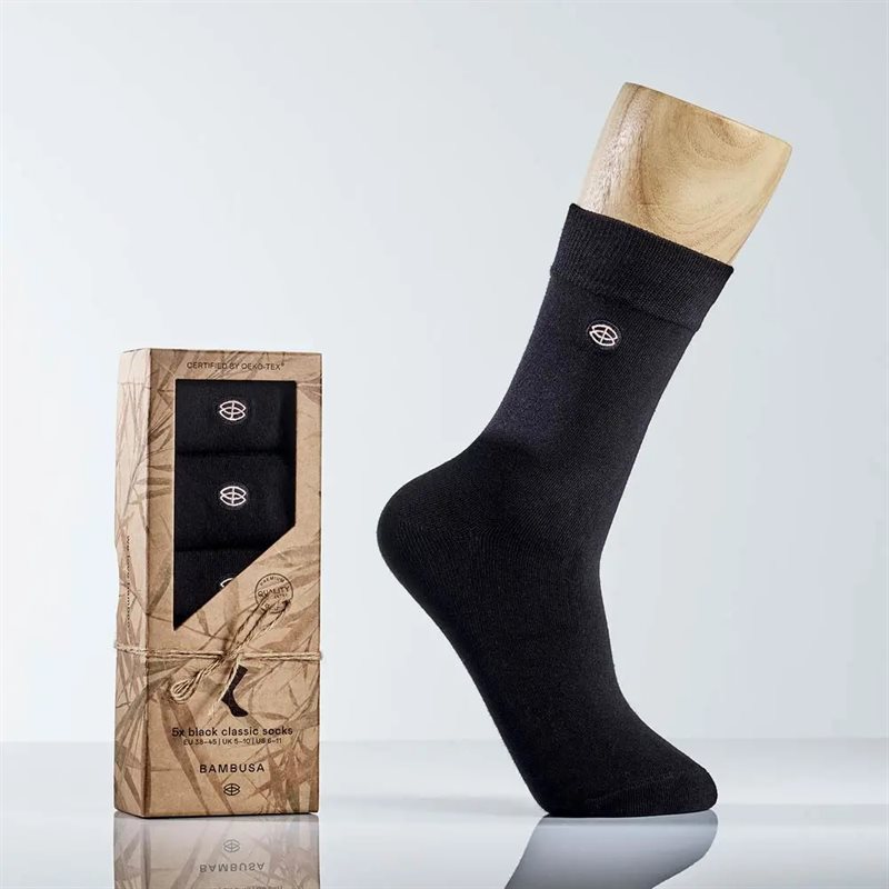 Bambusa Klassiska strumpor av bambu, Svarta, 5-pack