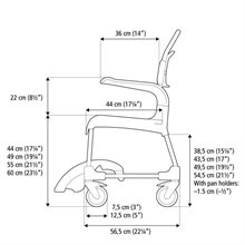 Mobil dusch-/toalettstol Clean, 4 låsbara hjul